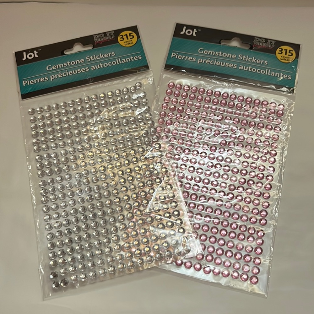 Jot Gemstone Stickers, 2 Packs Pink & Clear 315 Piece’s Per Pack